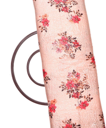 peach digital print sequin embroidery modal satin fabric